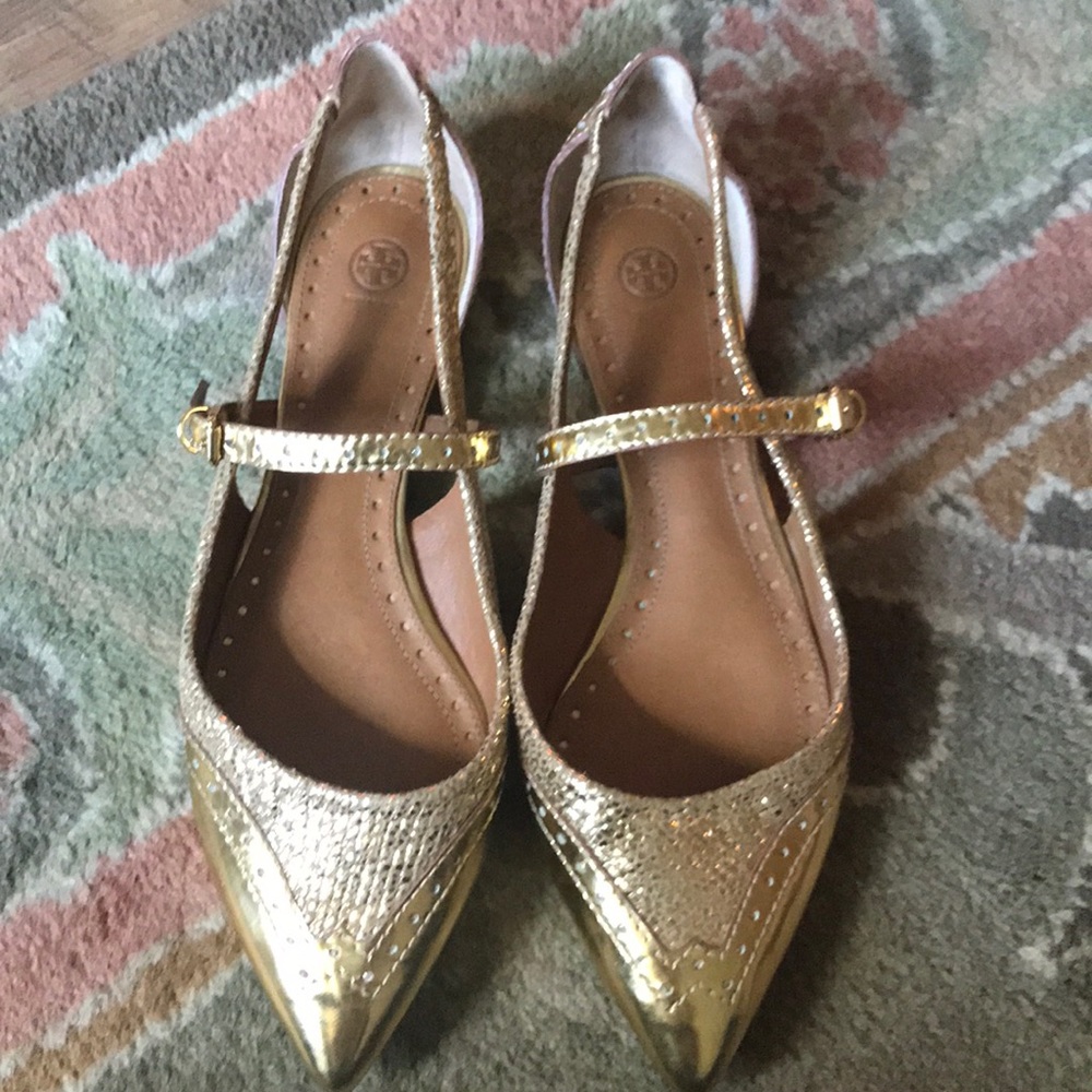 Tory Burch gold flats